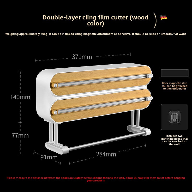 Double Layer Plastic Wrap Cutter with Magnetic Base